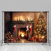 Lofaris Stacks Candlelit Fireplace Socks Christmas Backdrop
